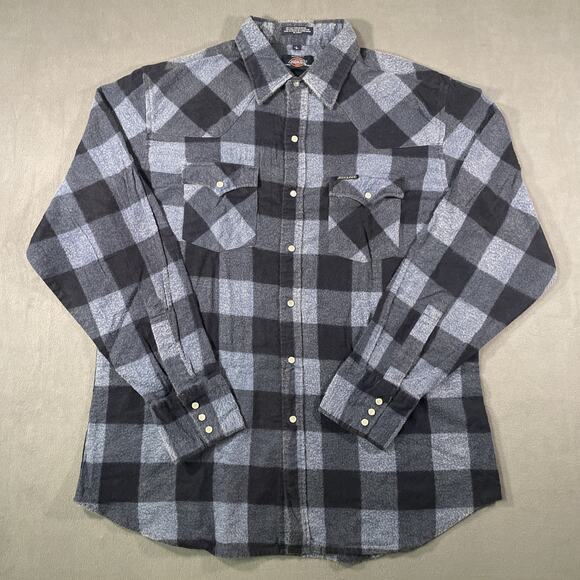 Dickies Other - Dickies Plaid Flannel Shirt Blue Long Sleeve Snap Closure Men’s Size Large